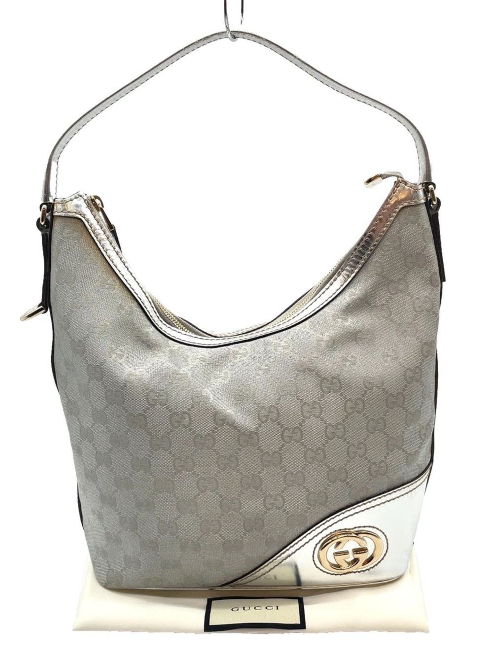 Gucci interlocking G Monogram Hobo Bag - metallic silver - Picture 2 of 14